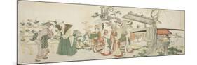 A Group of Young Women Entering the Garden of a Horticulturist-Katsushika Hokusai-Mounted Premium Giclee Print