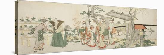 A Group of Young Women Entering the Garden of a Horticulturist-Katsushika Hokusai-Stretched Canvas