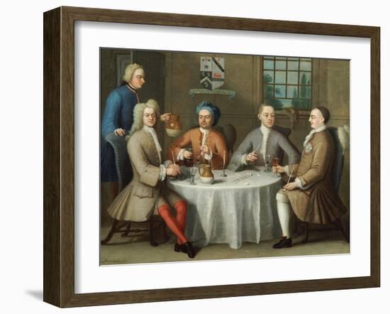 A Group Portrait of Sir Thomas Sebright, Sir John Bland and Two Friends, 1723-Benjamin Ferrers-Framed Giclee Print