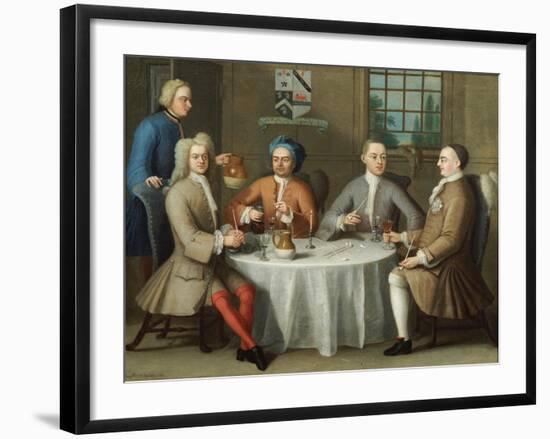 A Group Portrait of Sir Thomas Sebright, Sir John Bland and Two Friends, 1723-Benjamin Ferrers-Framed Giclee Print