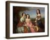 A Group Portrait of Three Girls, Three Quarter Length, in a Landscape, 1849-William Baker-Framed Giclee Print