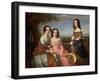 A Group Portrait of Three Girls, Three Quarter Length, in a Landscape, 1849-William Baker-Framed Giclee Print