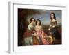 A Group Portrait of Three Girls, Three Quarter Length, in a Landscape, 1849-William Baker-Framed Giclee Print