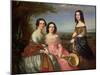 A Group Portrait of Three Girls, Three Quarter Length, in a Landscape, 1849-William Baker-Mounted Giclee Print