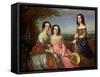 A Group Portrait of Three Girls, Three Quarter Length, in a Landscape, 1849-William Baker-Framed Stretched Canvas