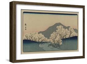 A Grove of Cherry Trees (Sakura Namiki Zu)-Ando Hiroshige-Framed Art Print