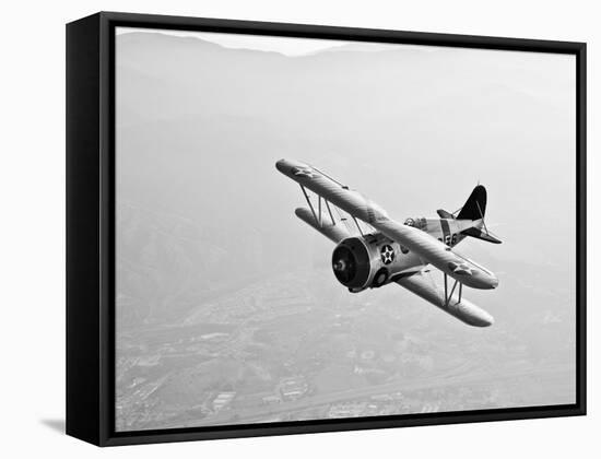 A Grumman F3F Biplane in Flight-Stocktrek Images-Framed Stretched Canvas
