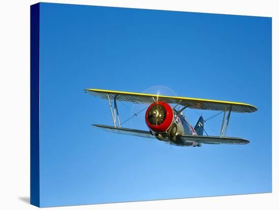 A Grumman F3F Biplane in Flight-Stocktrek Images-Stretched Canvas