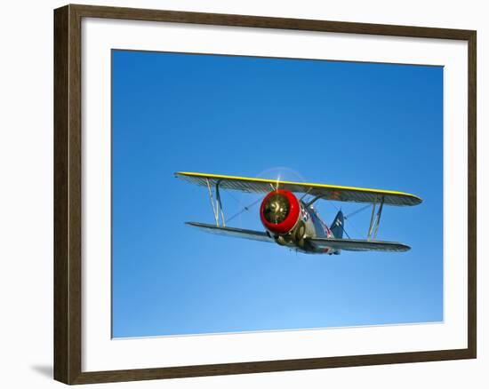 A Grumman F3F Biplane in Flight-Stocktrek Images-Framed Photographic Print