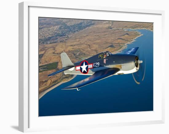 A Grumman F6F Hellcat Fighter Plane in Flight-Stocktrek Images-Framed Photographic Print