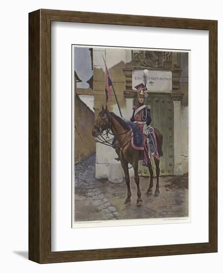 A Guard on Horseback-Francois Flameng-Framed Giclee Print
