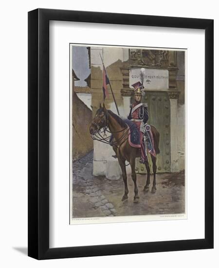 A Guard on Horseback-Francois Flameng-Framed Giclee Print