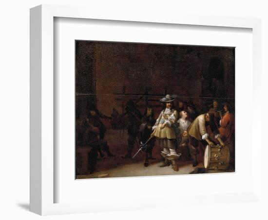 A Guardroom Interior with a Cavalier Conversing with a Drummer-Anthonie Palamedesz-Framed Giclee Print