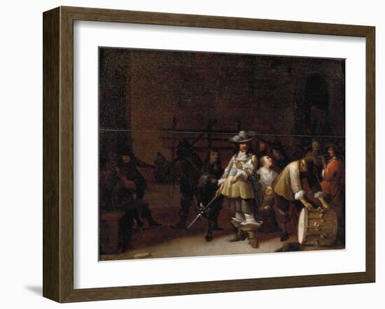 A Guardroom Interior with a Cavalier Conversing with a Drummer-Anthonie Palamedesz-Framed Giclee Print
