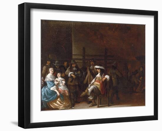 A Guardroom Interior with a Cavalier Conversing with a Mother and Child-Anthonie Palamedesz-Framed Giclee Print