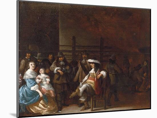 A Guardroom Interior with a Cavalier Conversing with a Mother and Child-Anthonie Palamedesz-Mounted Giclee Print