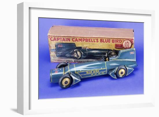 A Gunthermann "Captain Campbell's Bluebird", Clockwork Blue Lithographed Tinplate Car, circa 1931-null-Framed Giclee Print