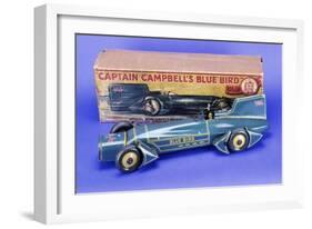 A Gunthermann "Captain Campbell's Bluebird", Clockwork Blue Lithographed Tinplate Car, circa 1931-null-Framed Giclee Print