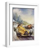 A Hair-Raising Moment in a Motor Race-null-Framed Giclee Print