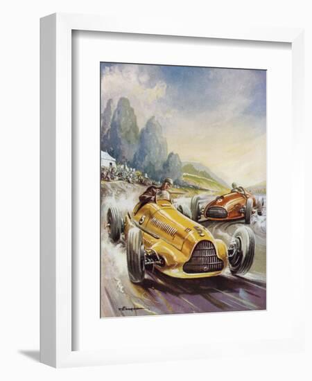 A Hair-Raising Moment in a Motor Race-null-Framed Giclee Print