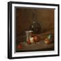 A Half-Full Decanter, a Silver Goblet, Five Cherries, an Apricot and a Green Apple-Jean-Baptiste Simeon Chardin-Framed Giclee Print