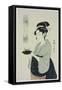 A Half Length Portrait of Naniwaya Okita, Depicting the Famous Teahouse-Kitagawa Utamaro-Framed Stretched Canvas