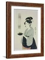 A Half Length Portrait of Naniwaya Okita, Depicting the Famous Teahouse-Kitagawa Utamaro-Framed Giclee Print