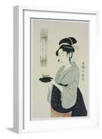 A Half Length Portrait of Naniwaya Okita, Depicting the Famous Teahouse-Kitagawa Utamaro-Framed Giclee Print