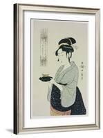 A Half Length Portrait of Naniwaya Okita, Depicting the Famous Teahouse-Kitagawa Utamaro-Framed Giclee Print