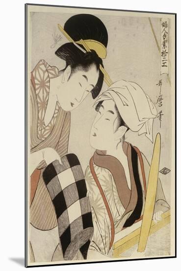 A Half Length Portrait of Two Women, from the Series 'Twelve Forms of Women's Handiwork'-Kitagawa Utamaro-Mounted Giclee Print