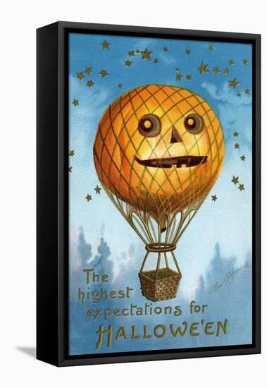 A Halloween Pumpkin Hot Air Balloon, 1909-Ellen Hattie Clapsaddle-Framed Stretched Canvas