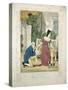A Hand Coloured Lithographed Scene of a Man Proposing, C.1800 (Hand Coloured Lithoraph on Card)-null-Stretched Canvas
