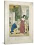 A Hand Coloured Lithographed Scene of a Man Proposing, C.1800 (Hand Coloured Lithoraph on Card)-null-Stretched Canvas