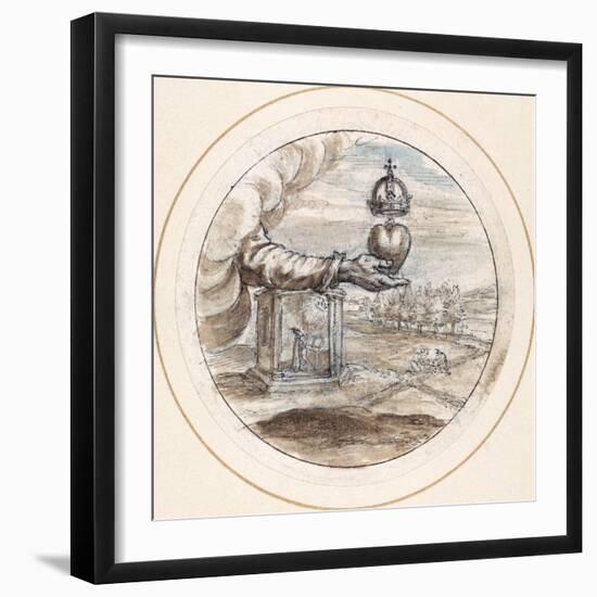 A Hand Supporting a Heart with an Imperial Crown-Crispin I De Passe-Framed Giclee Print