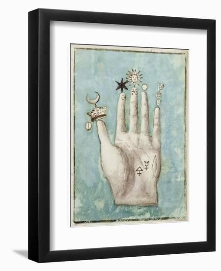 A Hand with Alchemical Symbols Against the Fingers, First Half of the 17th Century-null-Framed Giclee Print