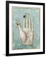 A Hand with Alchemical Symbols Against the Fingers, First Half of the 17th Century-null-Framed Giclee Print