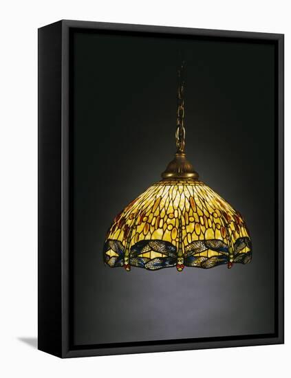 A "Hanging Head" Dragonfly Glass and Gilt Bronze Chandelier-Tiffany Studios-Framed Stretched Canvas