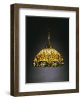 A "Hanging Head" Dragonfly Glass and Gilt Bronze Chandelier-Tiffany Studios-Framed Giclee Print