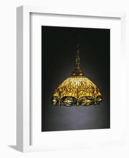 A "Hanging Head" Dragonfly Glass and Gilt Bronze Chandelier-Tiffany Studios-Framed Giclee Print