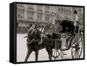 A Hansom at Madison Square, New York-null-Framed Stretched Canvas