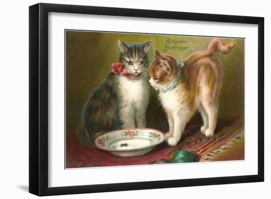 A Happy Birthday, Cats with Milk-null-Framed Art Print