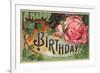 A Happy Birthday, Vintage Rose-null-Framed Premium Giclee Print