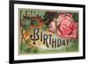 A Happy Birthday, Vintage Rose-null-Framed Premium Giclee Print