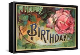 A Happy Birthday, Vintage Rose-null-Framed Stretched Canvas