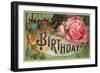A Happy Birthday, Vintage Rose-null-Framed Art Print