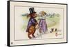 A Happy Easter Postcard with Rabbit Family-Paper Rodeo-Framed Stretched Canvas