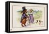 A Happy Easter Postcard with Rabbit Family-Paper Rodeo-Framed Stretched Canvas