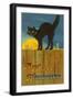 A Happy Halloween, Cat on Fence-null-Framed Art Print