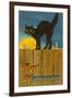 A Happy Halloween, Cat on Fence-null-Framed Art Print