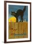 A Happy Halloween, Cat on Fence-null-Framed Art Print